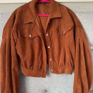 SHEIN Rust Corduroy Bomber Jacket